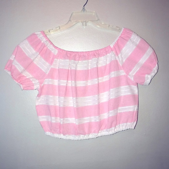 Francesca’s Helene Pink Striped Crop Top Size Large - Picture 3 of 8